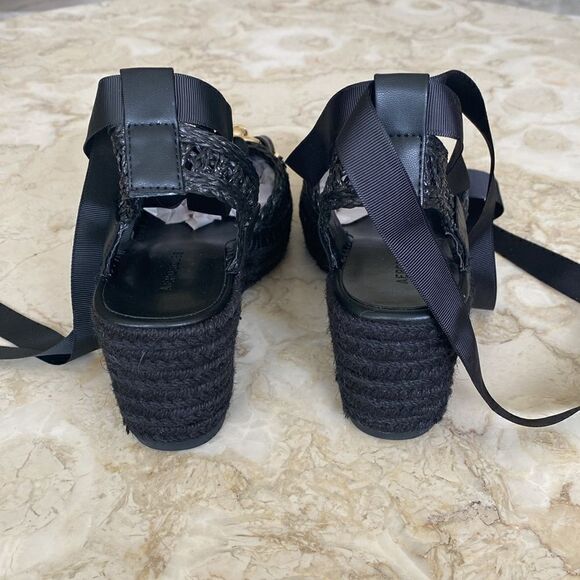 Aerosoles Scarlett Raffia Espadrille Wedge Sandal Ribbon Ankle Wrap Strap - Picture 9 of 15